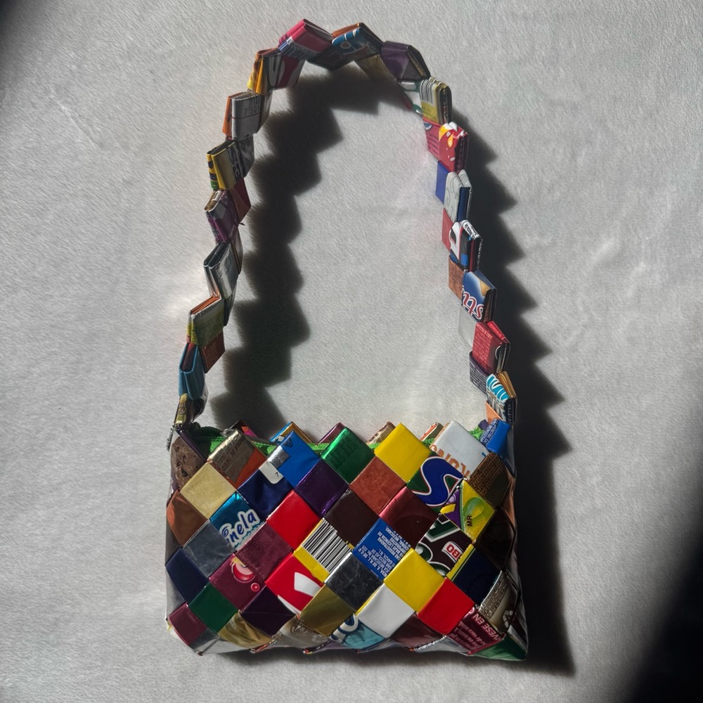 Cute Vintage Handmade Woven Candy Wrapper/Gum Wrapper Mini Shoulder Bag